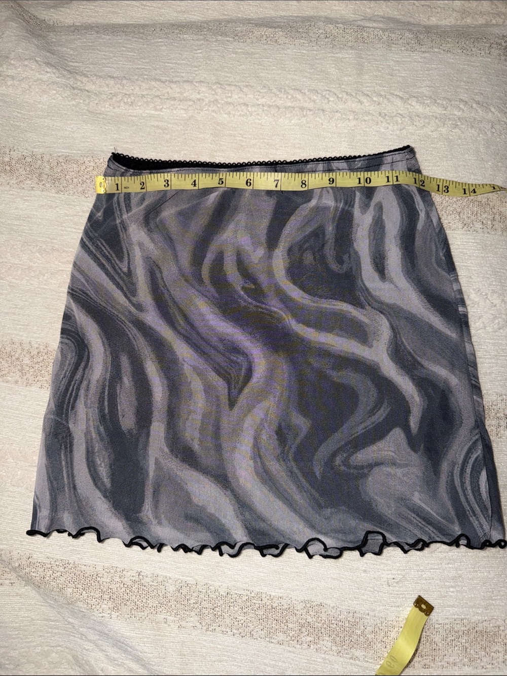 Urban Outfitters Gray and Purple Marble-Print Mini Skirt
